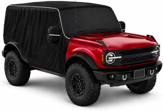 600D Cab Cover Windproof Sunshade Cover for 2021-2024 Ford Bronco 2 Door, 6-Layer Protection Frost Wiper & Mirror Covers Protect from Sunshine, UV, Snow, Rain(Not fit Bronco Sport)