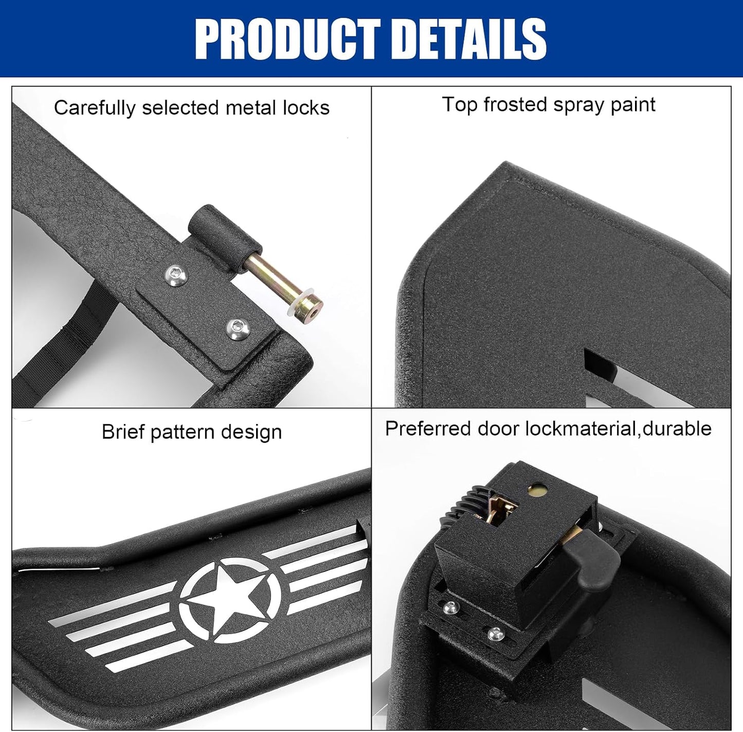Front Tubular Half Doors with Side View Mirrors Compatible with 2007-2026 Jeep Wrangler JK JKU JL JLU GladiatorJT 2-Doors,Tube Door Off Road Trail Adventure
