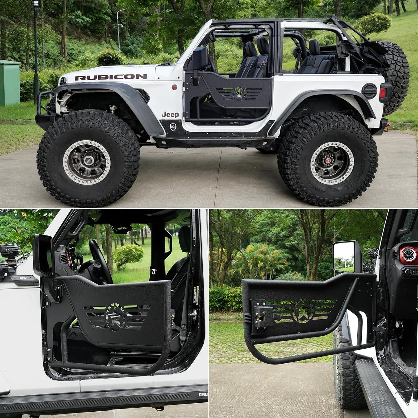 Front Tubular Half Doors with Side View Mirrors Compatible with 2007-2026 Jeep Wrangler JK JKU JL JLU GladiatorJT 2-Doors,Tube Door Off Road Trail Adventure