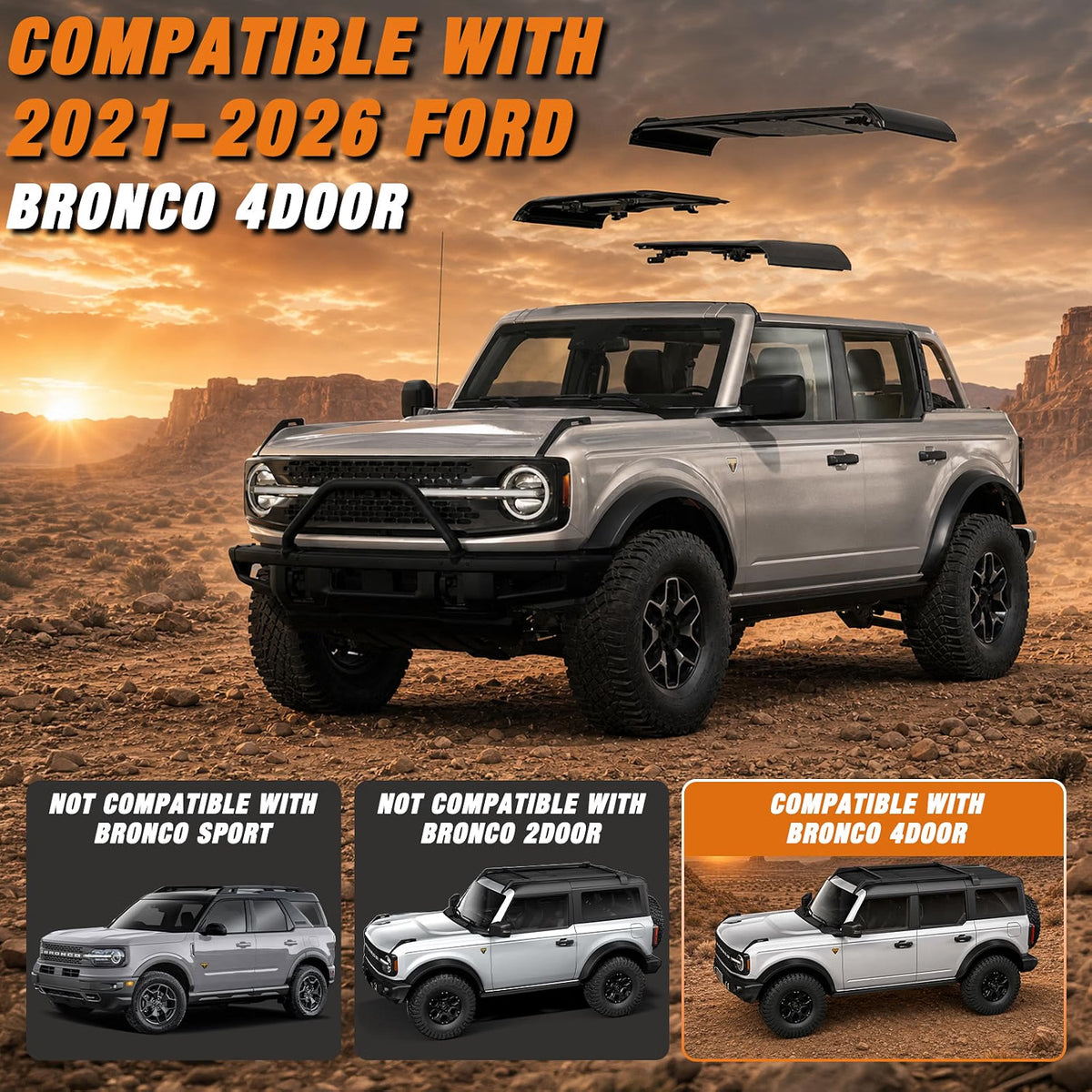 MAIKER Front & Rear Freedom Panel Hard Top Storage Bag Set with Handle for 2021-2026 Ford Bronco 4 Door