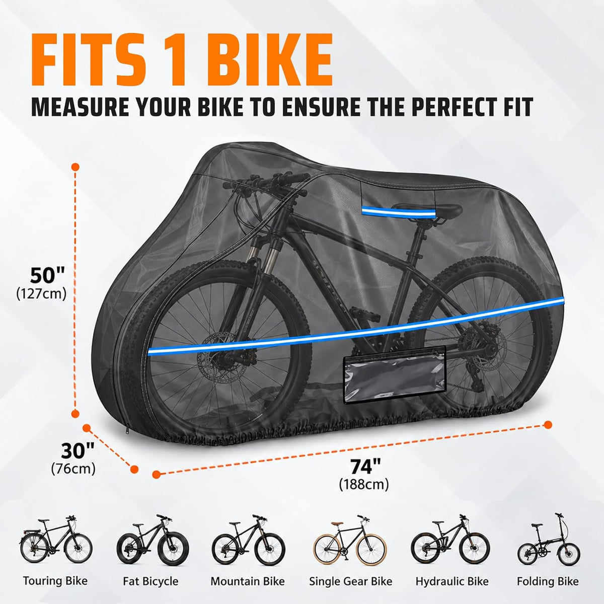 Bike Cover for Transport on Rack for 3 Bikes, Heavy Duty 600D Oxford Bike Rack Cover with Paint-Safe Cotton Lining, Windproof Straps & Reflective Strips for Travel Transport