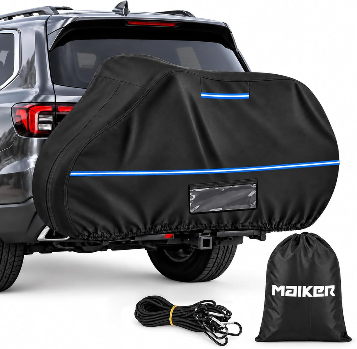 Bike Cover for Transport on Rack for 3 Bikes, Heavy Duty 600D Oxford Bike Rack Cover with Paint-Safe Cotton Lining, Windproof Straps & Reflective Strips for Travel Transport