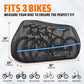 Bike Cover for Transport on Rack for 3 Bikes, Heavy Duty 600D Oxford Bike Rack Cover with Paint-Safe Cotton Lining, Windproof Straps & Reflective Strips for Travel Transport