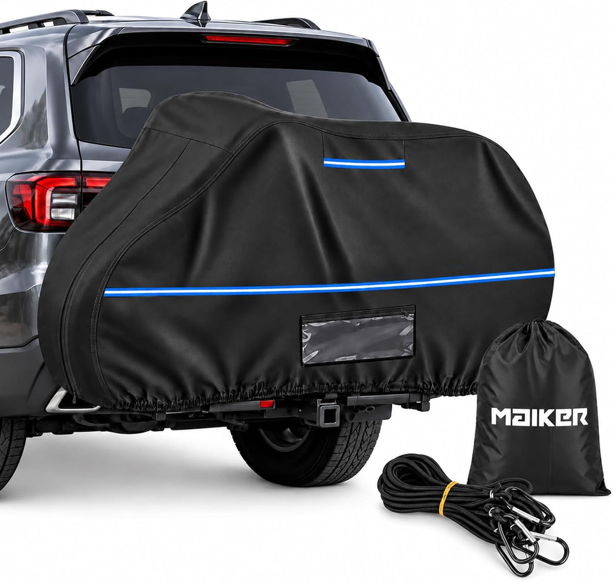 Bike Cover for Transport on Rack for 3 Bikes, Heavy Duty 600D Oxford Bike Rack Cover with Paint-Safe Cotton Lining, Windproof Straps & Reflective Strips for Travel Transport