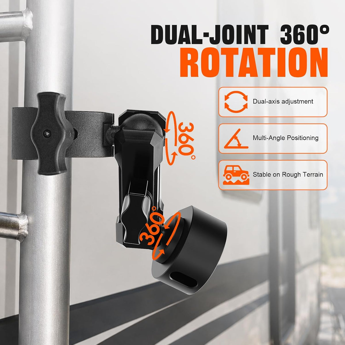 for 2024-2026 Starlink Mini Clamp Mount, Born for Starlink Mini Fits 0.7"-1.75" Tubes, Aluminum Pipe Clamp Arm, Dual Adjustable Ball Head Clamp Mount for RV/Pole/Yacht/Camper/Guardrails