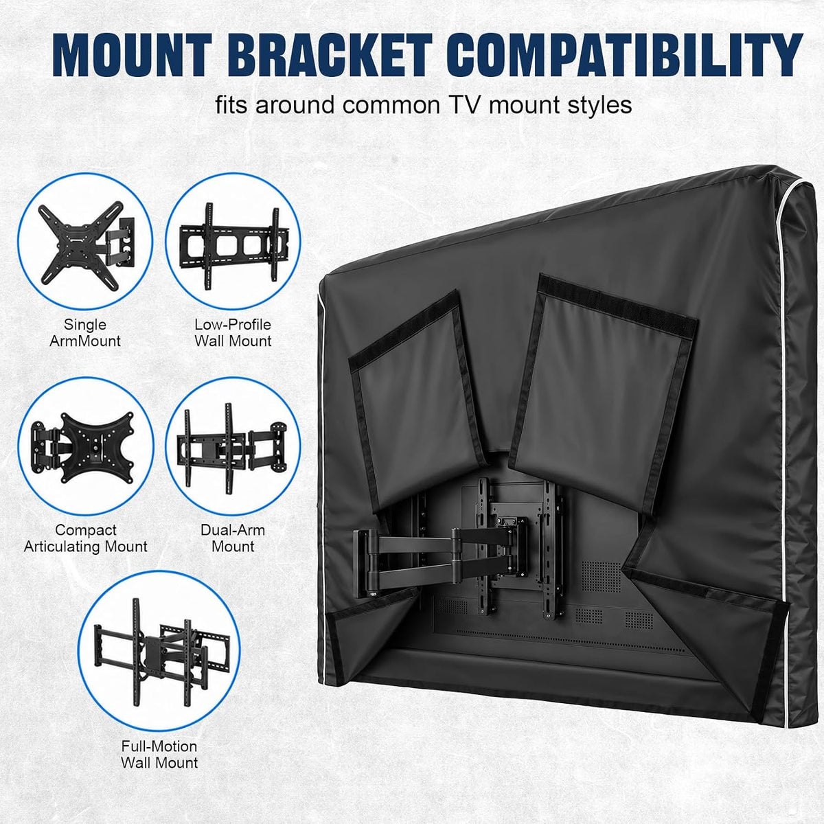 600D Outdoor TV Cover 55 to 65 Inch Weatherproof and Waterproof, Flat Screens Protector with High-Glow Reflective Trim
