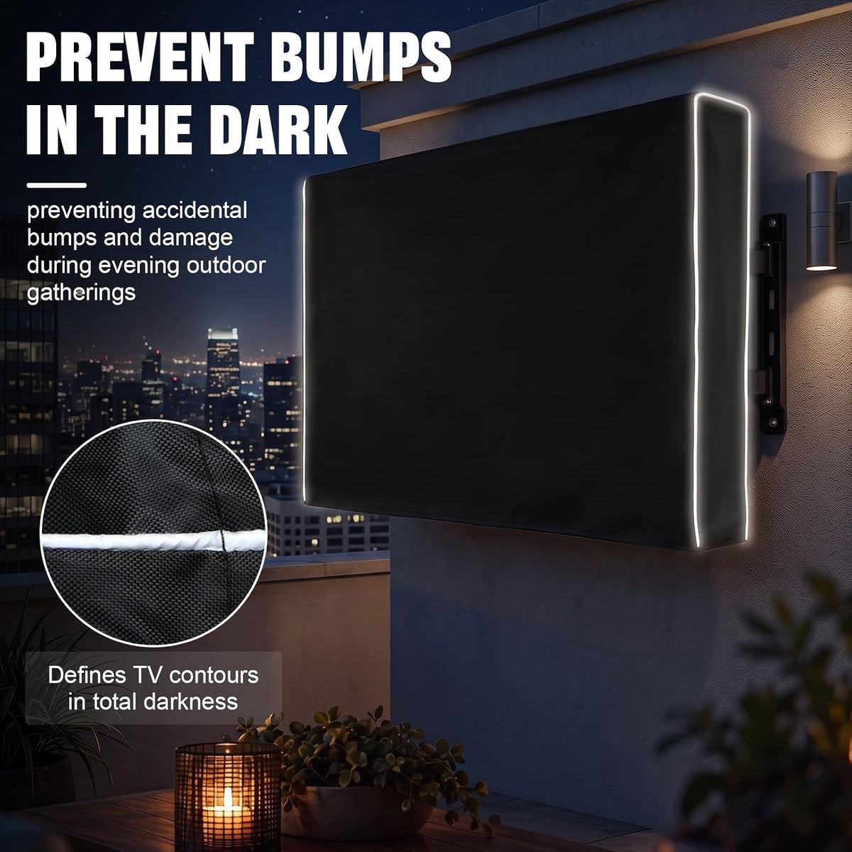 600D Outdoor TV Cover 55 to 65 Inch Weatherproof and Waterproof, Flat Screens Protector with High-Glow Reflective Trim