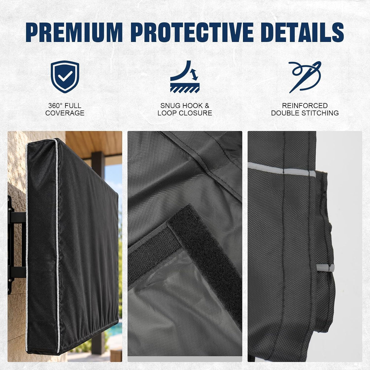600D Outdoor TV Cover 55 to 65 Inch Weatherproof and Waterproof, Flat Screens Protector with High-Glow Reflective Trim