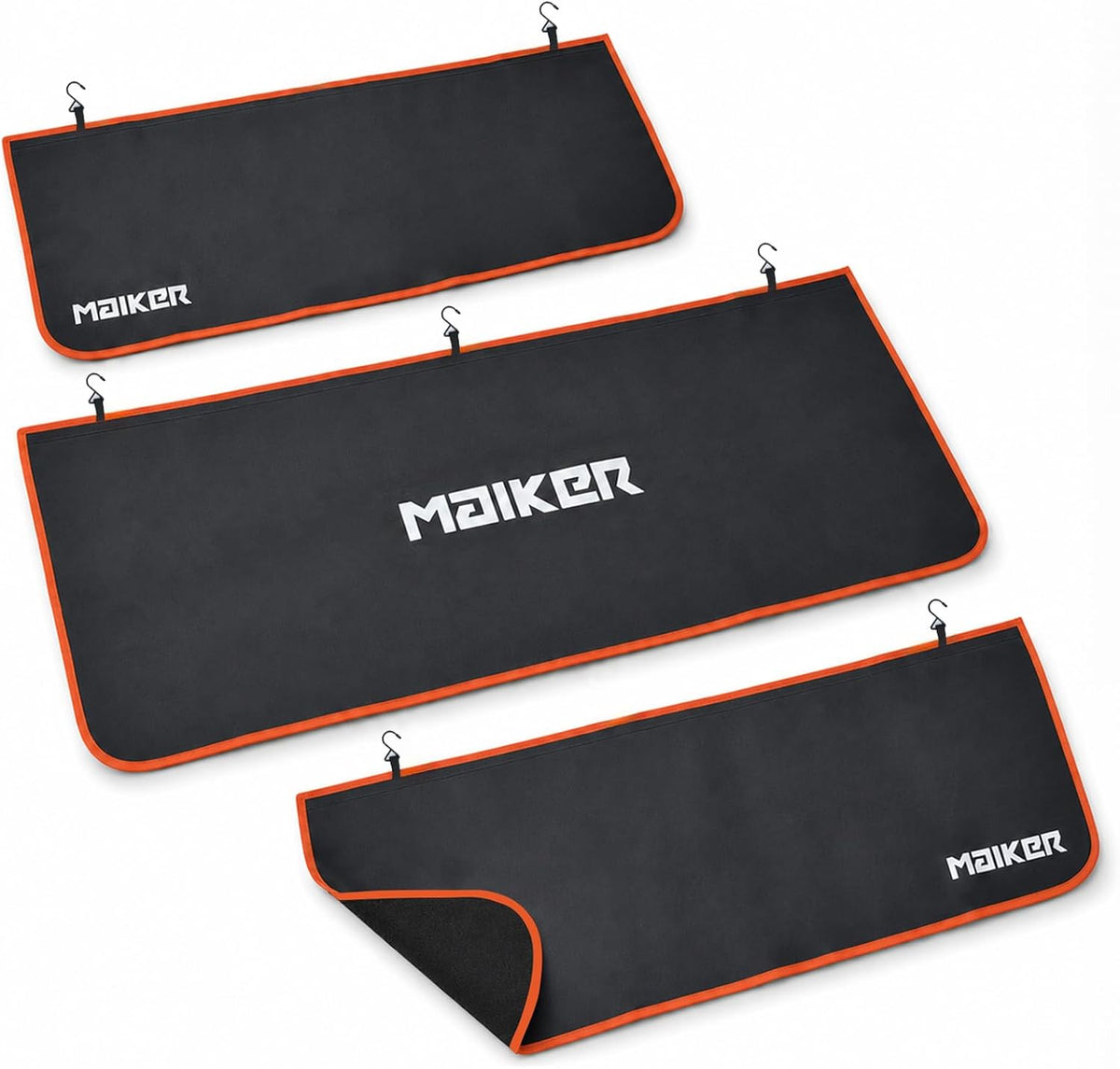 MAIKER Fender Covers for Mechanics with 7 Metal Hooks -X Large Extra Thick For Pickup Trucks, Off-Road & Full-Size SUVs,3 Pcs PU Leather Protective Mat with 28 N52 Strong Magnets, No Winter Stiffening