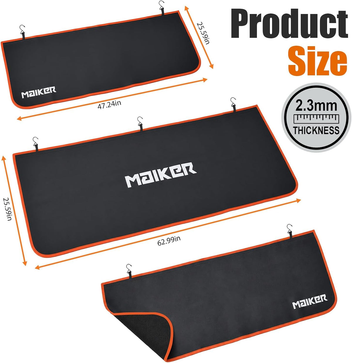 MAIKER Fender Covers for Mechanics with 7 Metal Hooks -X Large Extra Thick For Pickup Trucks, Off-Road & Full-Size SUVs,3 Pcs PU Leather Protective Mat with 28 N52 Strong Magnets, No Winter Stiffening