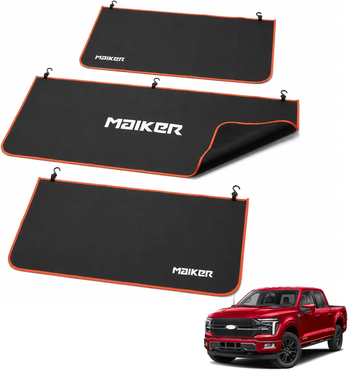 MAIKER Fender Covers for Mechanics with 7 Metal Hooks -X Large Extra Thick For Pickup Trucks, Off-Road & Full-Size SUVs,3 Pcs PU Leather Protective Mat with 28 N52 Strong Magnets, No Winter Stiffening