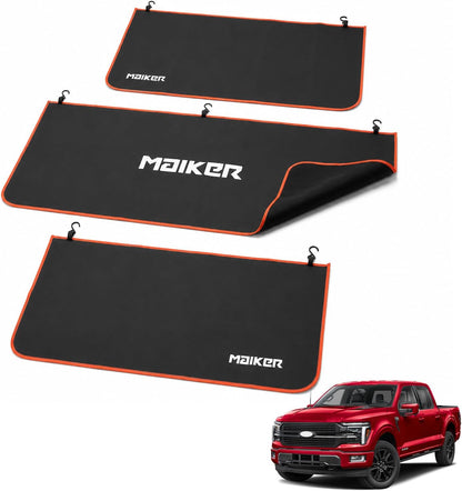 MAIKER Fender Covers for Mechanics with 7 Metal Hooks -X Large Extra Thick For Pickup Trucks, Off-Road & Full-Size SUVs,3 Pcs PU Leather Protective Mat with 28 N52 Strong Magnets, No Winter Stiffening