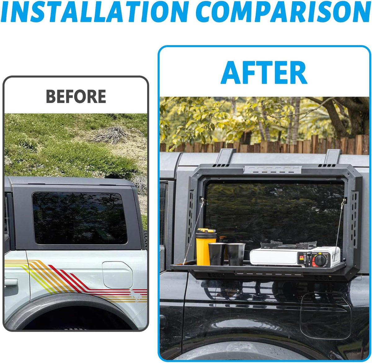 Multifunctional Rear Window Storage Table Molle Panel Kit for 2020-2025 Ford Bronco 4 Doors Hardtop