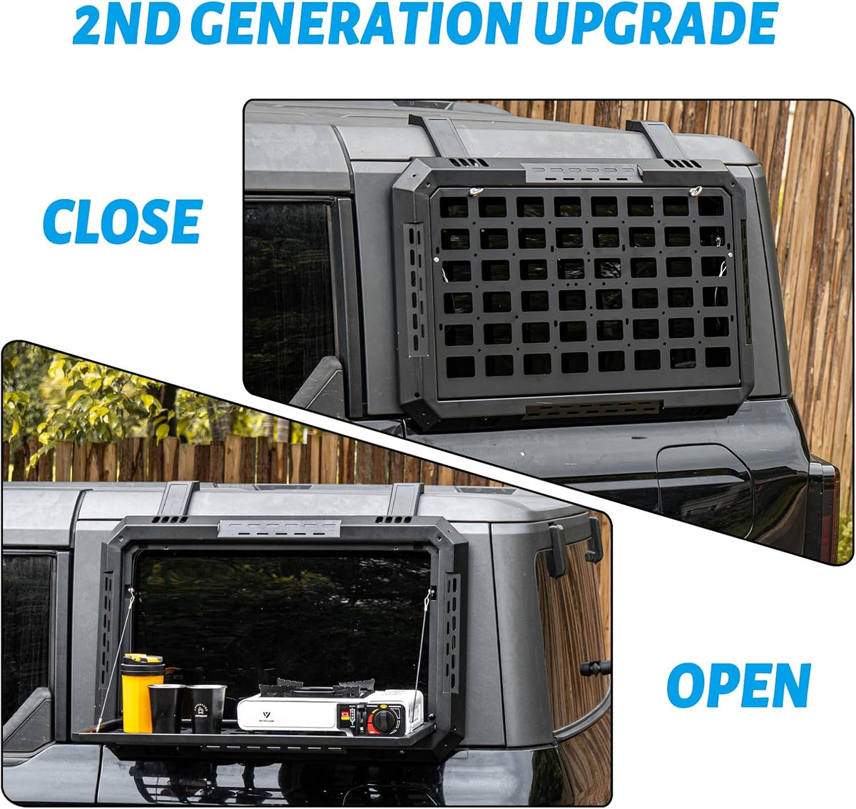 Multifunctional Rear Window Storage Table Molle Panel Kit for 2020-2025 Ford Bronco 4 Doors Hardtop