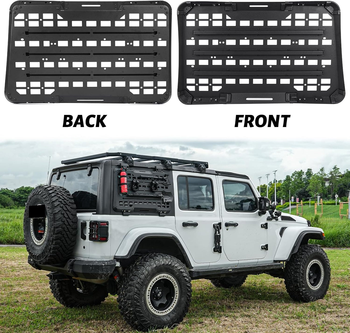Rear Window Molle Storage Panel Flank Kit, Heavy Duty Protective Decoration Compatible with 2018-2024 Jeep wrangler JL 4-Door, Compatible with Passenger side