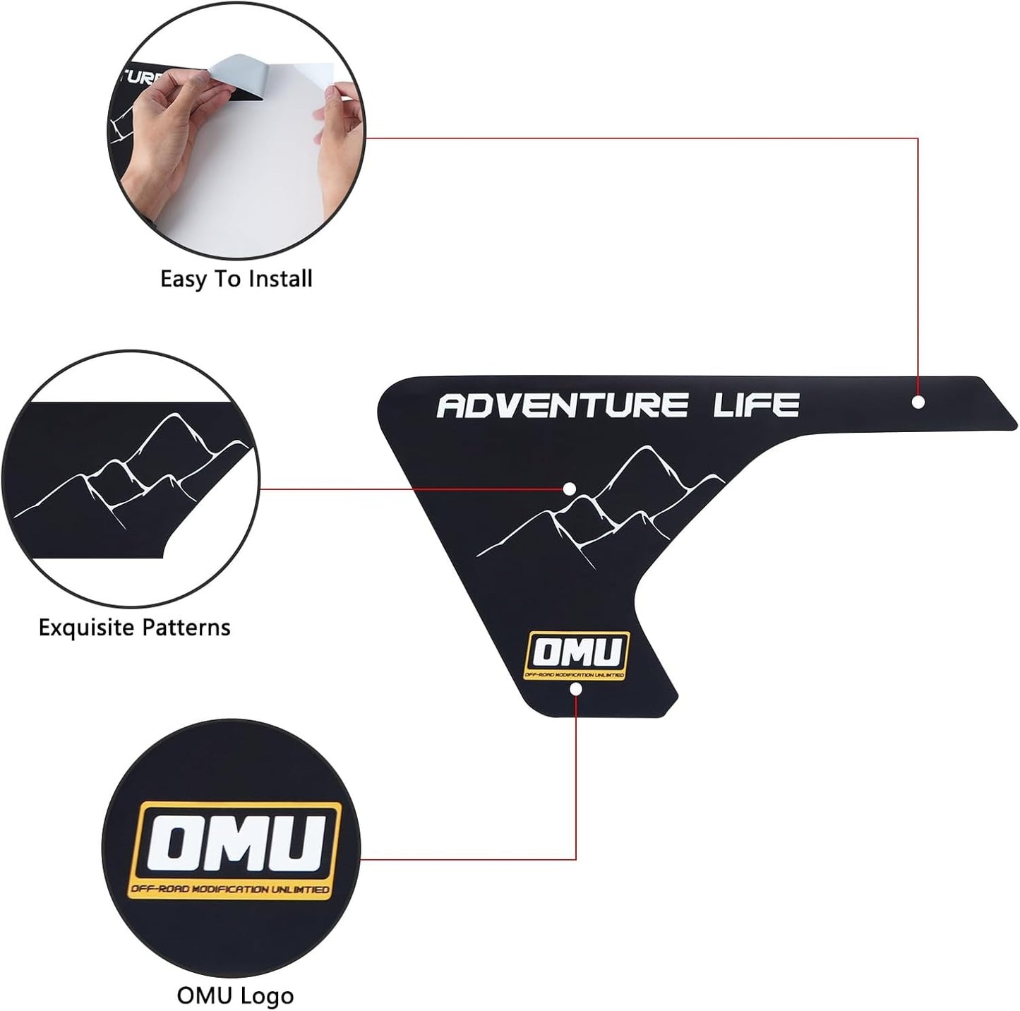 OMU Fender car Stickers for 2018-2024 Jeep Wrangler JL & 2020-2024 Gladiator JT, Vent Stickers Mountain Pattern Decals, Durable Exterior Accessories for Off - Road Style Enhancement