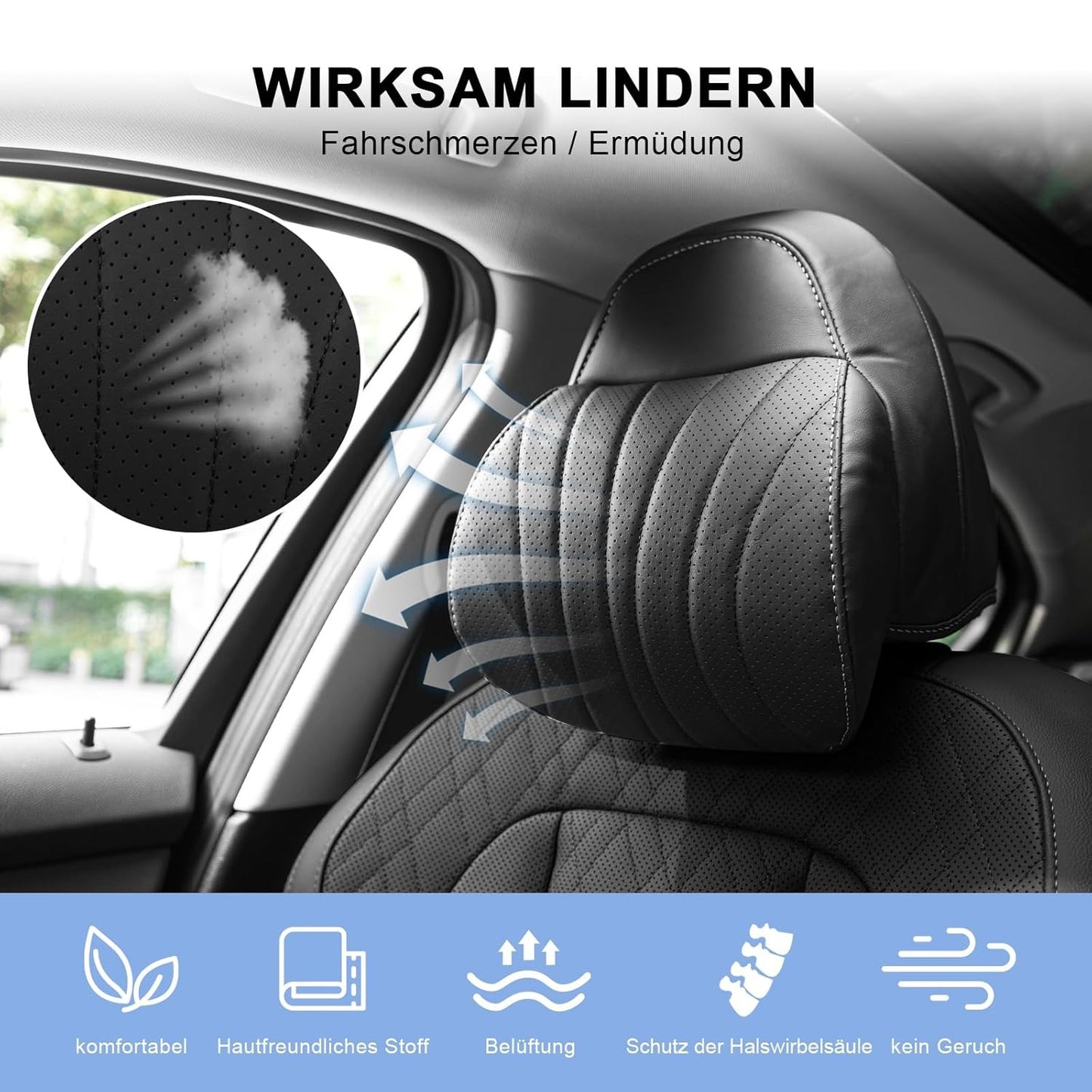 Pack of 1 Car Neck Pillow, Soft Car Headrest Pillow for Driving, Compatible with BMW i3 Edrive 2014-2021 & BMW X3 xDrive 2018-2024, Breathable Neck Pillow, Black