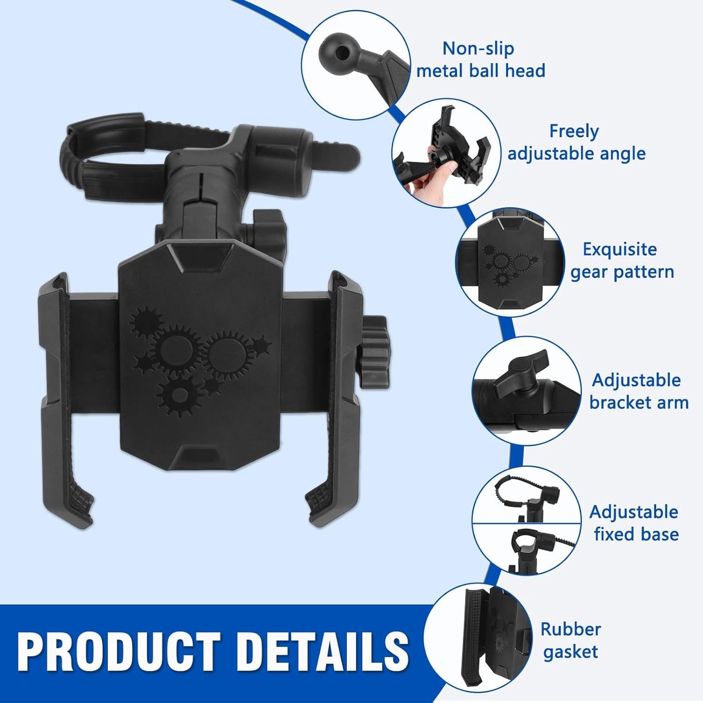 A Pillar Grab Handle Phone Mount Adjustable Direction Mobile Phone Holder Compatible with Jeep/Bronco/F-150/F-250/F-350/Chevrolet Silverado/GMC Sierra/Dodge Ram/Land Cruiser Fit for iPhone 14 15 16