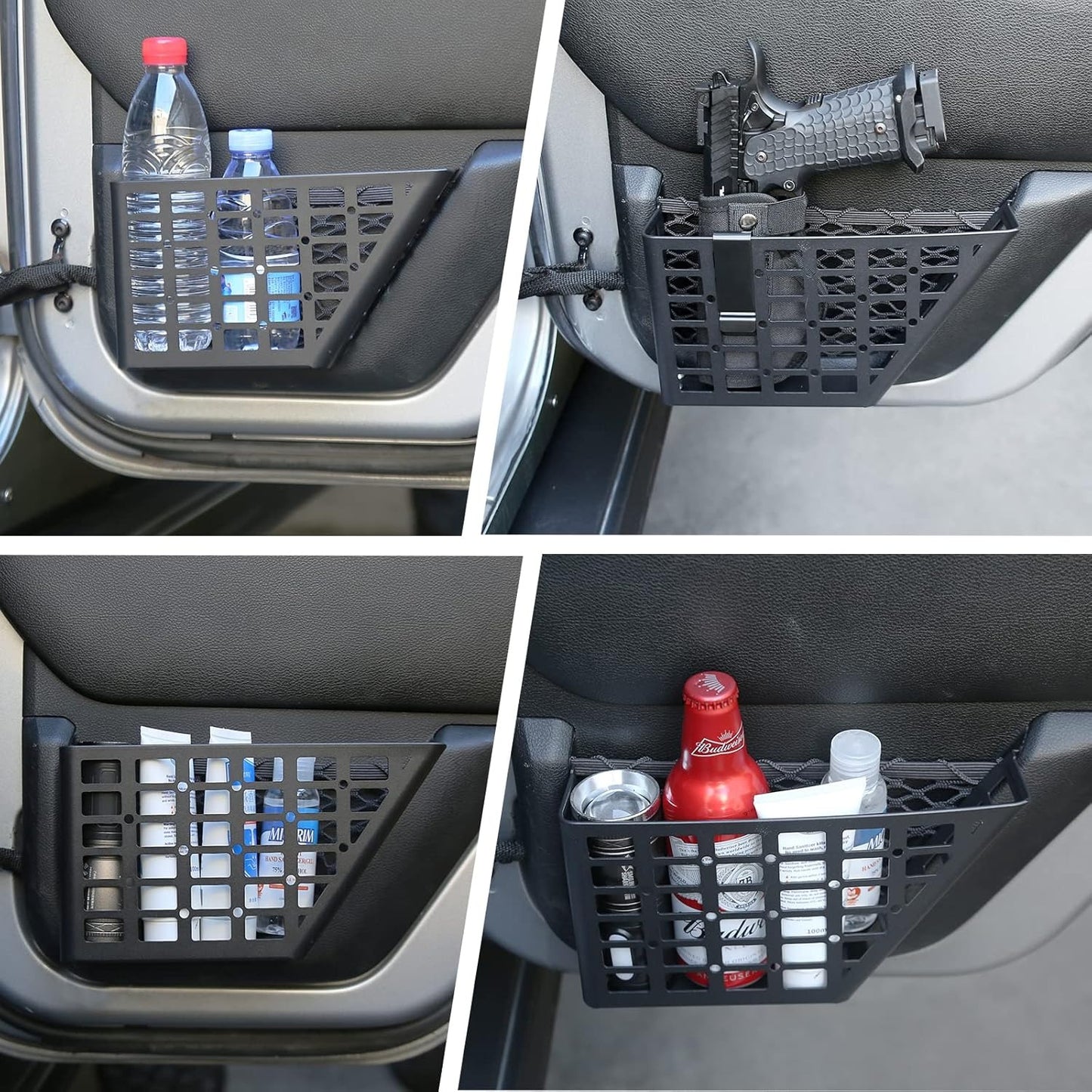 Metal Rear Door Storage Pockets for 2007-2018 Jeep Wrangler JK JKU 2/4 Door Side Insert Organizer Box Stainless Steel Latest Upgraded