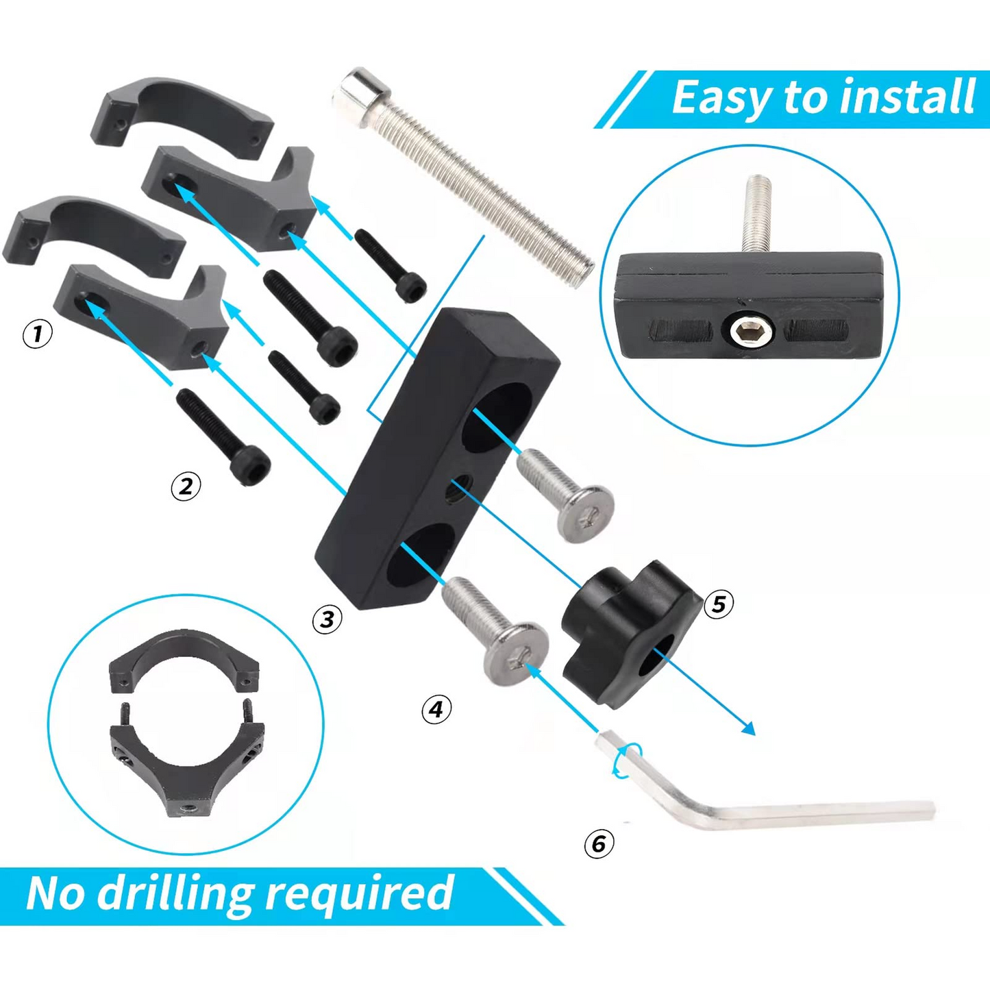 MAIKER UTV ATV High-Lift Jack Tube Mount for 1.75"-2" Roll Bar Adjustable Black Double Bracket Compatible with Polaris Ranger 1000 XP Turbo Can Am Maverick