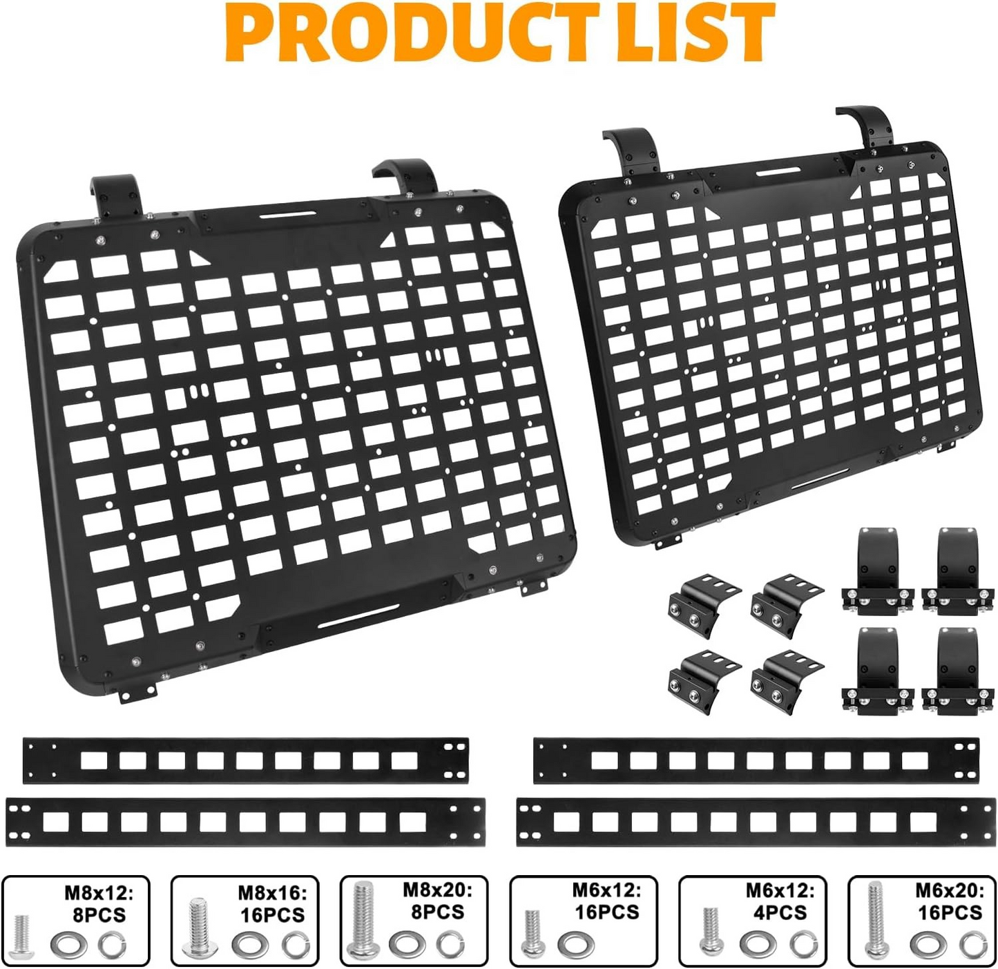 2 Pack Rear Window Molle Panel, Modular Storage Panel System Rear Window Protective Decoration Compatible with 2007-2018 Jeep Wrangler JK 4 Doors-Aluminum Alloy (Driver Side and Passenger Side)