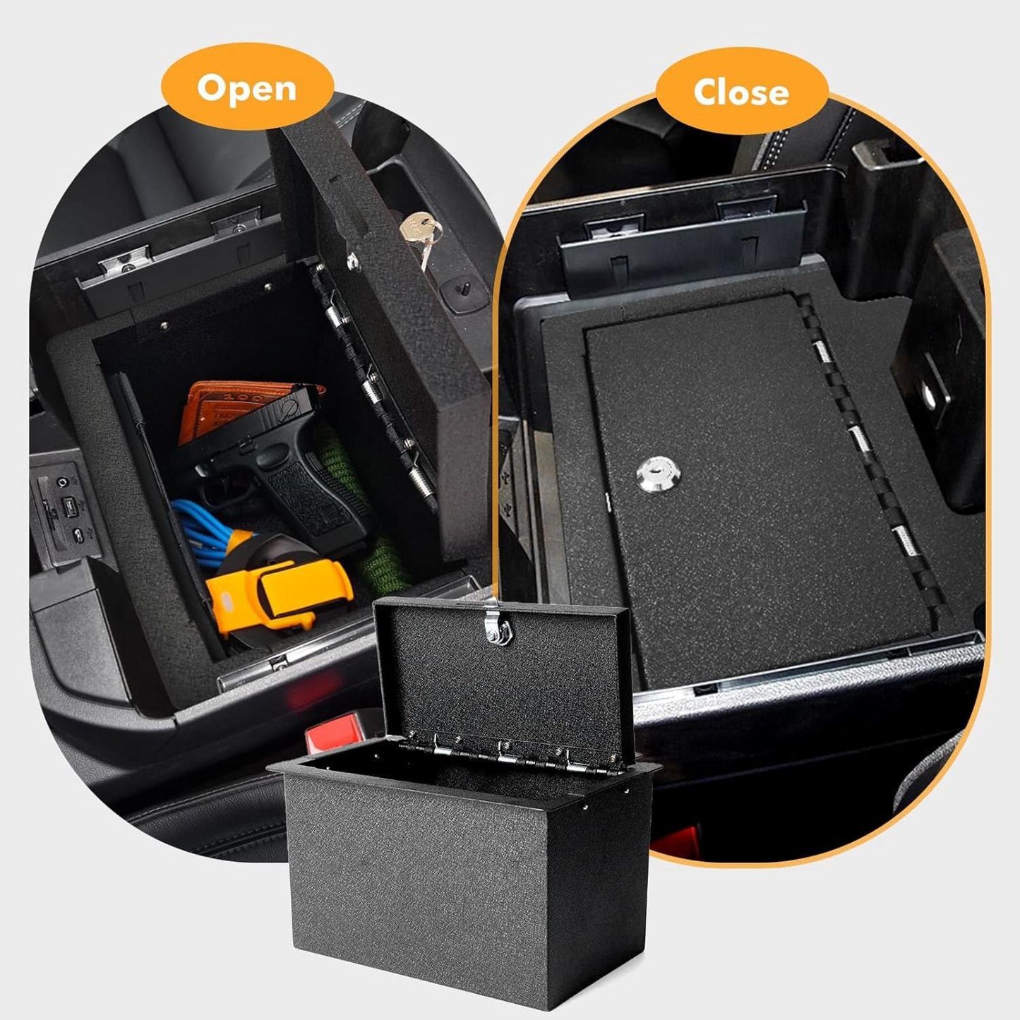 Center Console Safe Compatible with 2019-2022 Silverado 1500 / GMC Sierra 1500 and 2020-2023 Silverado 2500/3500 HD/GMC Sierra 2500/3500 HD Advanced Security Box with Mechanical lock