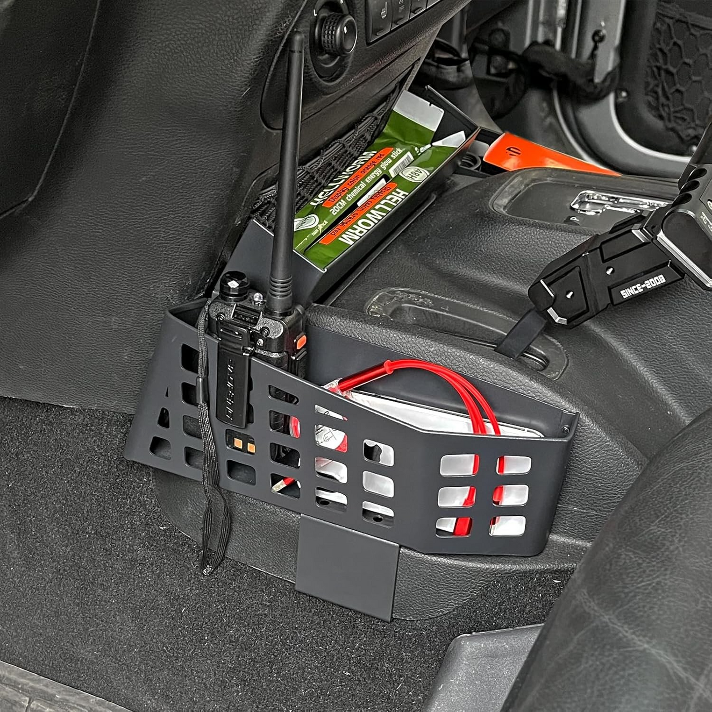 Gear Shift Console Organizer for 2011-2018 Jeep Wrangler JK JKU,Shifter Storage Box Stainless Steel,Center Console Hanging Box,Gear Tray Coin Storage Box(Only Fit Standard Transmission)