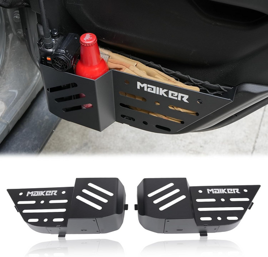 MAIKER Metal Rear Door Pocket Storage Box Compatible with 2018-2024 Jeep Wrangler JL JLU 4XE & 2020-2024 Gladiator JT, Molle Panels Door Organizer Replaces Sagging Nets, 2PCS