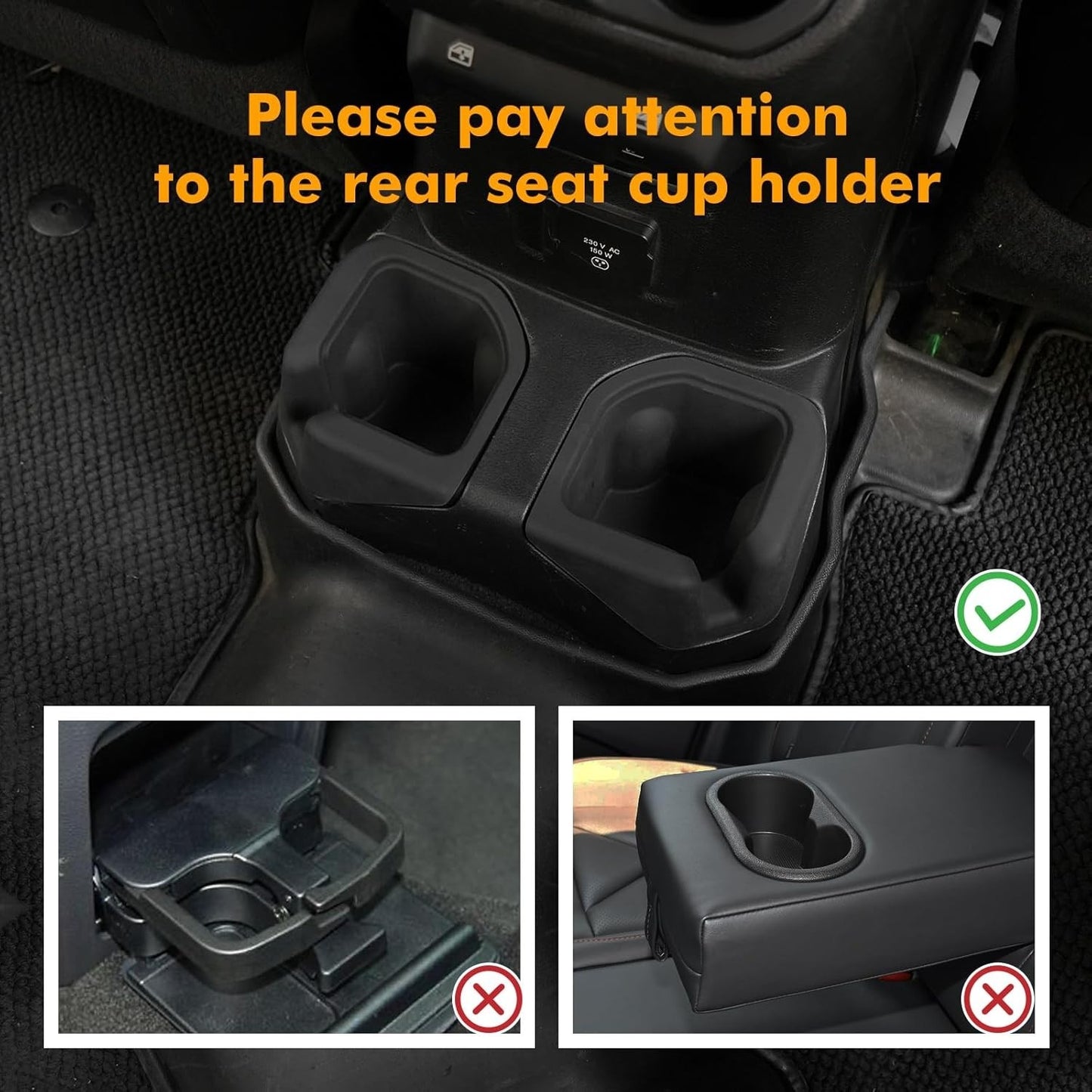 Rear Cup Holder Coaster Compatible with 2018-2024 Jeep Wrangler JL JLU 4XE & 2020-2024 Gladiator JT 4 Door, Silicone Cup Holder Mat Pad Insert CupHolder Liner