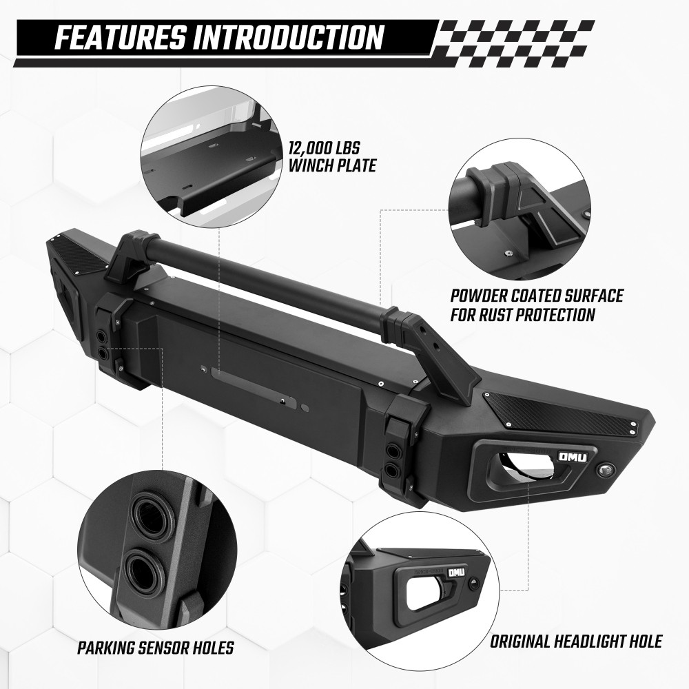OMU Genesis Series Steel And Aluminum Front Bumper For Jeep Wrangler JL / Gladiator JT