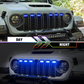MAIKER RGB LED Grille Lights Compatible with 2024-2025 Jeep Wrangler JL JLU JT Original Factory Grille, 6PCS RGB Adjustable Atmosphere Exterior Grill Lights Remote APP Control