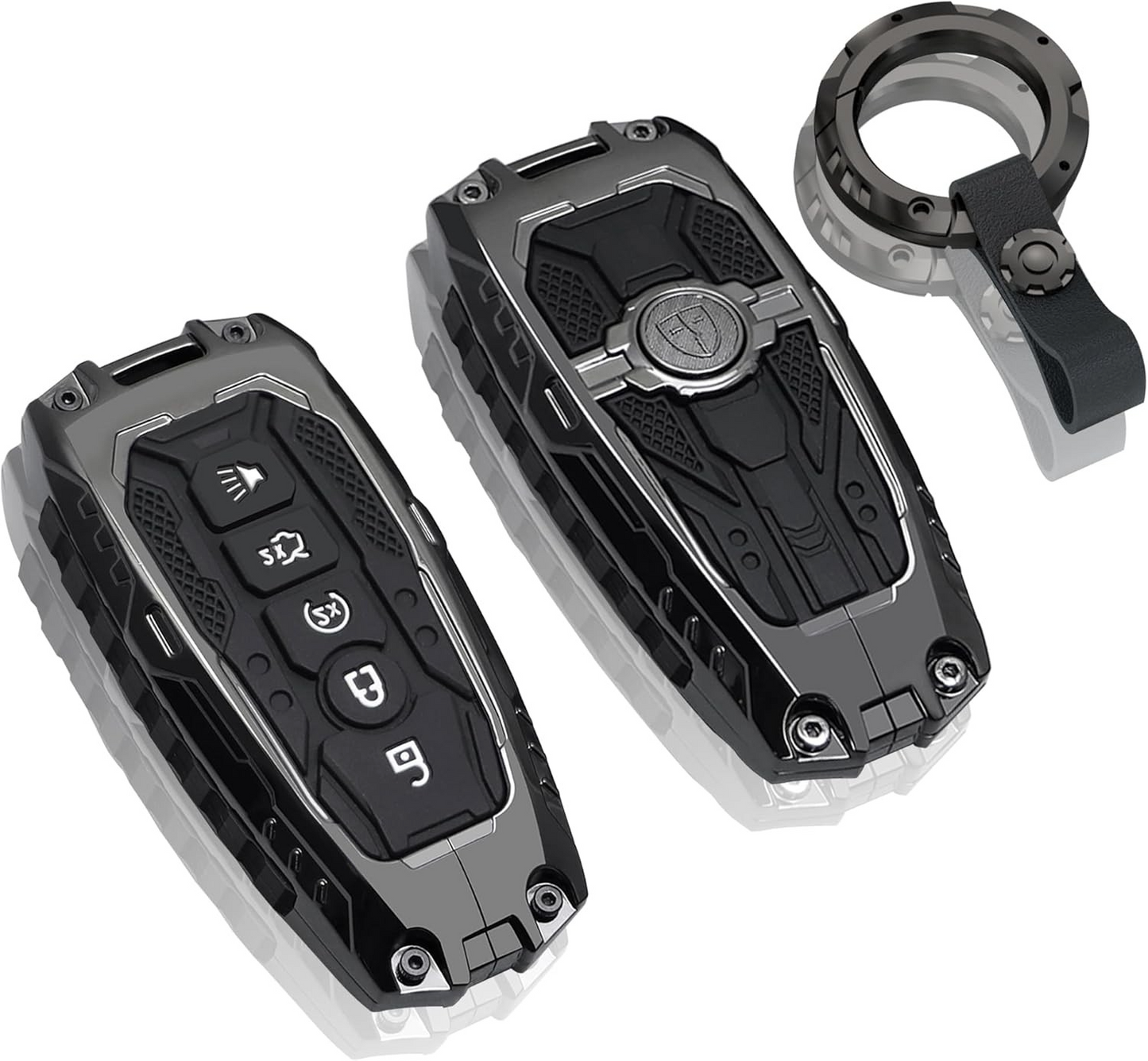 Metal Key Fob Cover Case Compatible with Ford, Zinc Alloy Key Protective Case Compatible with 2017-2024 Ford Bronco Escape Mustang Explorer F150 F250 F350 Fusion Edge