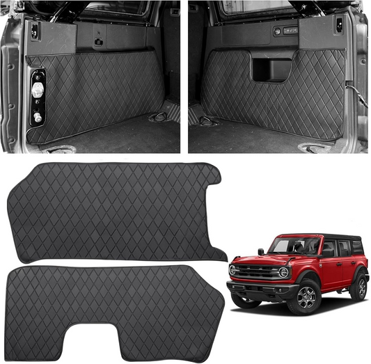 MAIKER Trunk Protector Mats Compatible with Ford Bronco 2021 2022 2023 2024 4-Door Cargo Sidewall Protector Trunk Sidewall Protector Mats Black PU Leather Interior Accessories