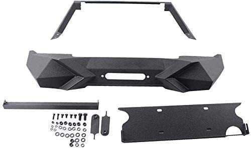 X Style Front Bumper with Winch Plate Compatible with Wrangler JK (2007-2018) Heavy Duty Black Textured Manganese Steel Construction