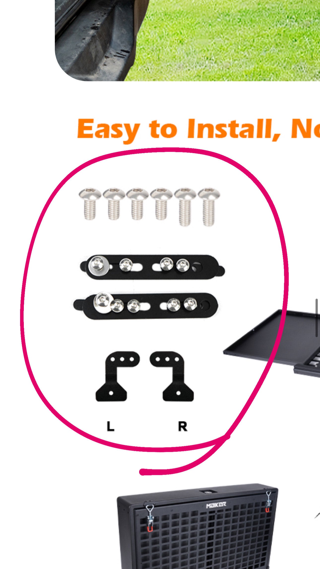 Screw parts-Tailgate TableStorage Lock BoxMulti-FunctionalRear Foldable TableCargo Shelf Storage Molle Panel CampingDesk(21-25 FordBronco,Not FitBronco Sport)