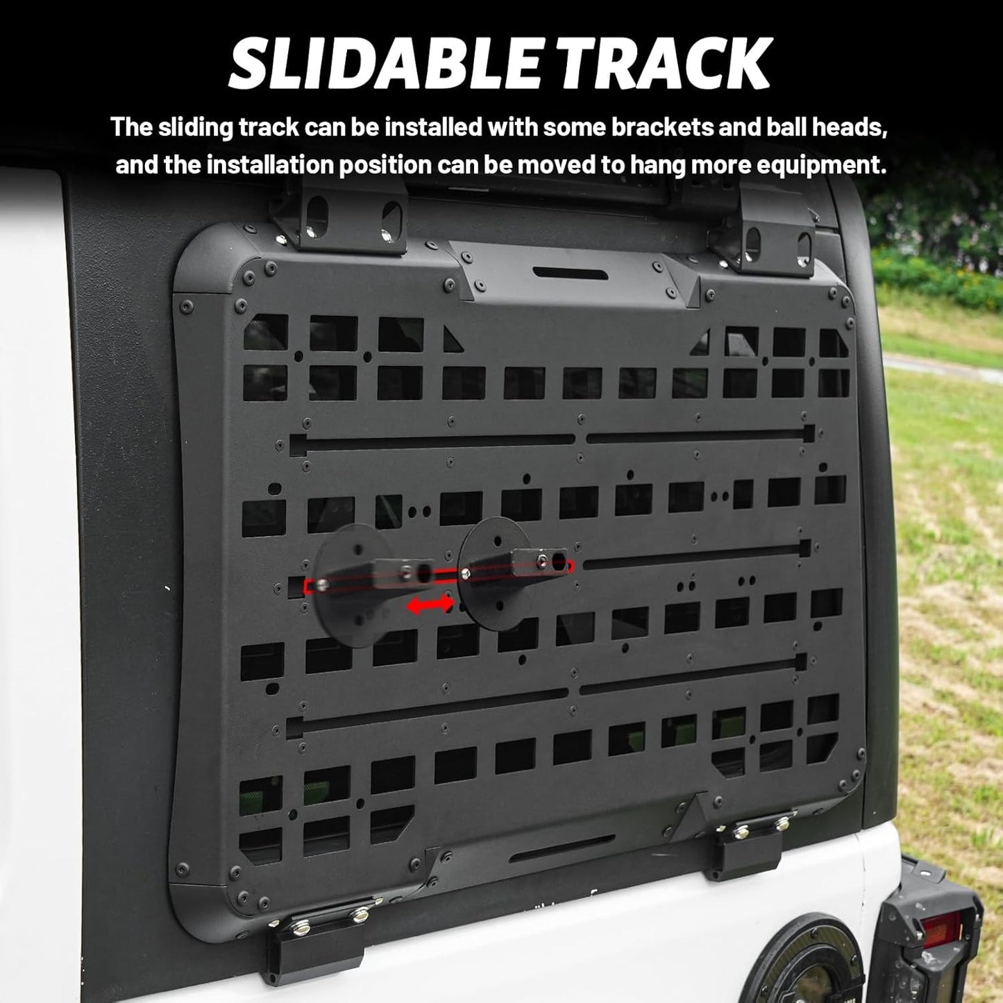 Multifunctional Rear Window Molle Storage Panel Flank Kit, Heavy Duty Protective Decoration Compatible with 2018-2024 Jeep Wrangler JL 4-Door, Compatible with Driver Side