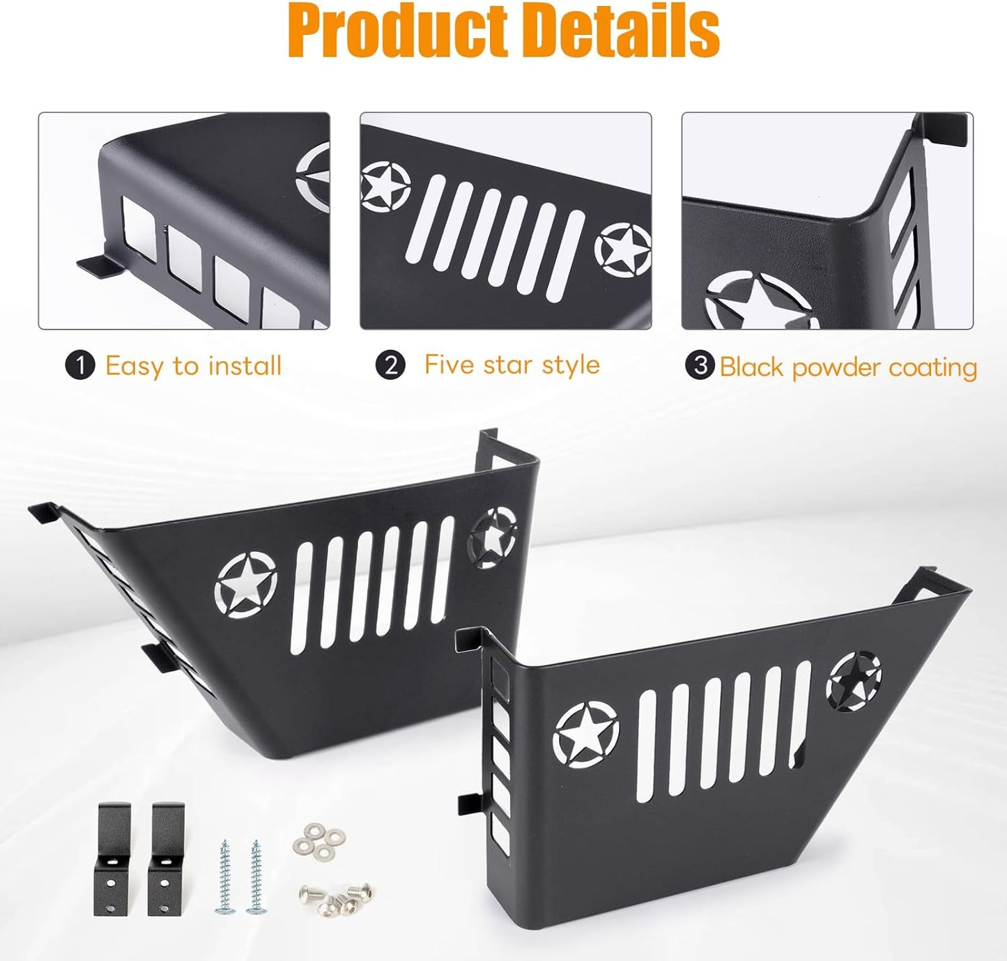 Rear door storage box Compatible with 2007-2018 Jeep Wrangler JK, Door Side Insert Organizer Box Metal Door Net Pocket Replacement Door Organizer Panel, 2pc