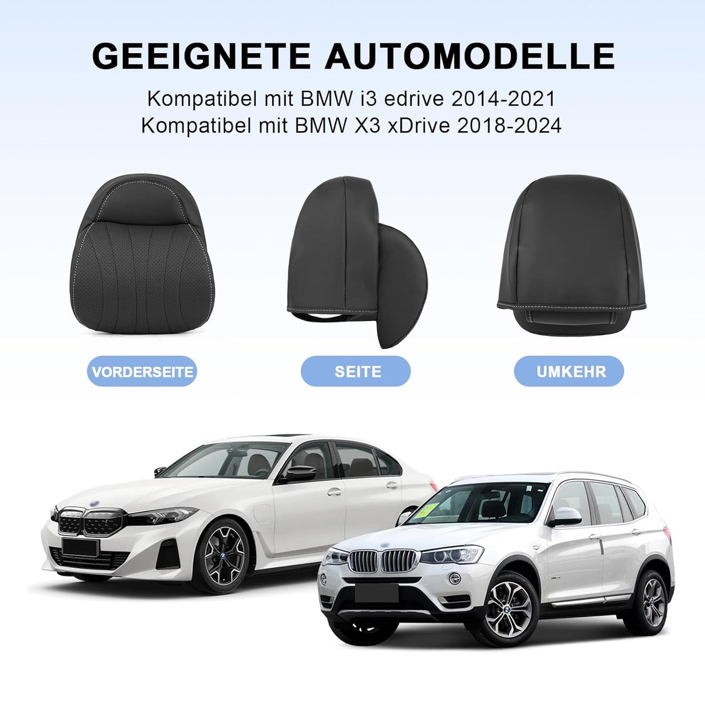 Pack of 1 Car Neck Pillow, Soft Car Headrest Pillow for Driving, Compatible with BMW i3 Edrive 2014-2021 & BMW X3 xDrive 2018-2024, Breathable Neck Pillow, Black