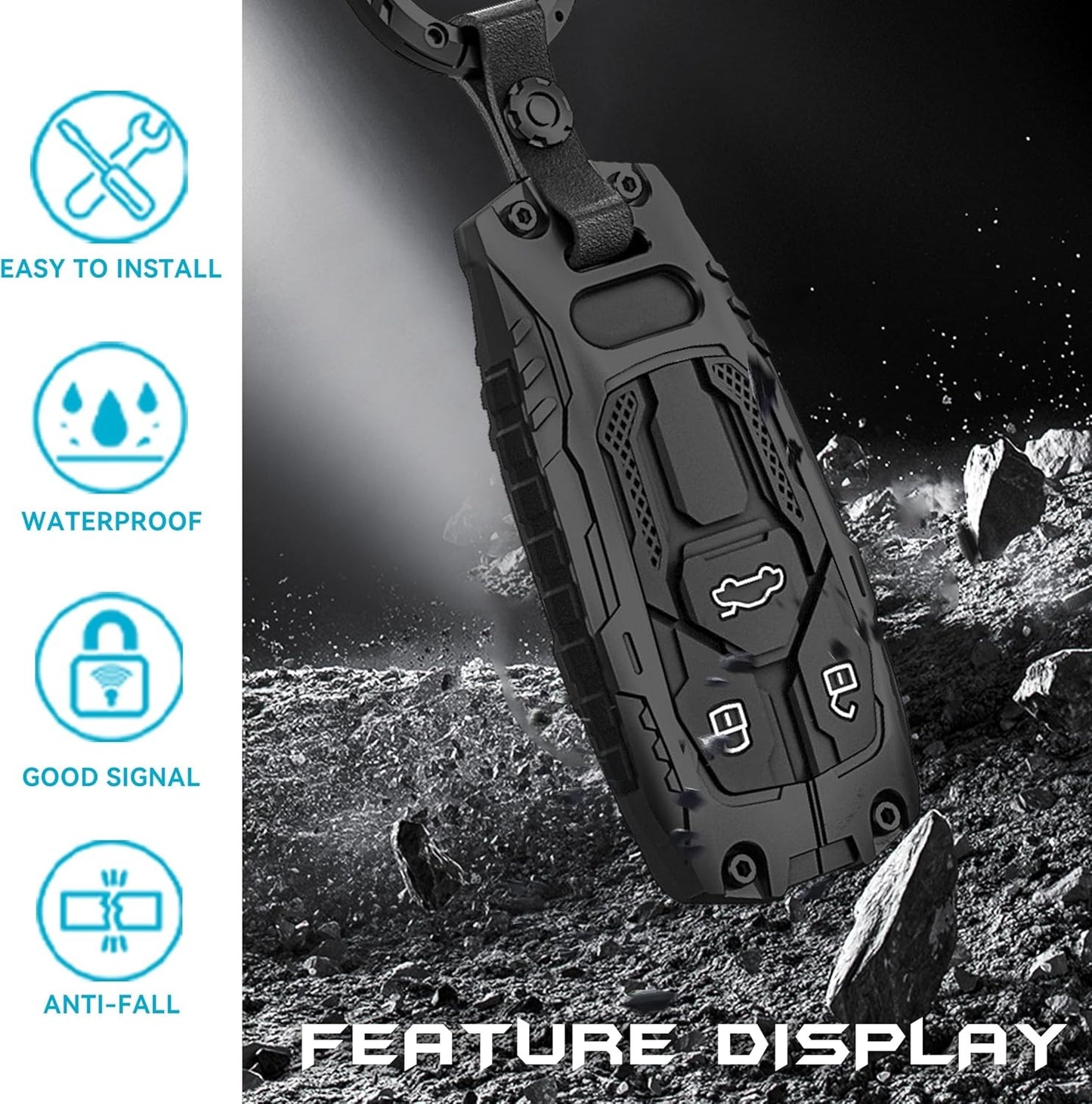 Metal Key Fob Case, Zinc Alloy Keyring Compatible with Audi A4 A4L A5 A6 A7 A8 Q5 Q7 R8 RS Q3 RS4 RS5 RS7 S4 S5 S6 S7 S8 SQ5 SQ7 TT TTS TT-RS