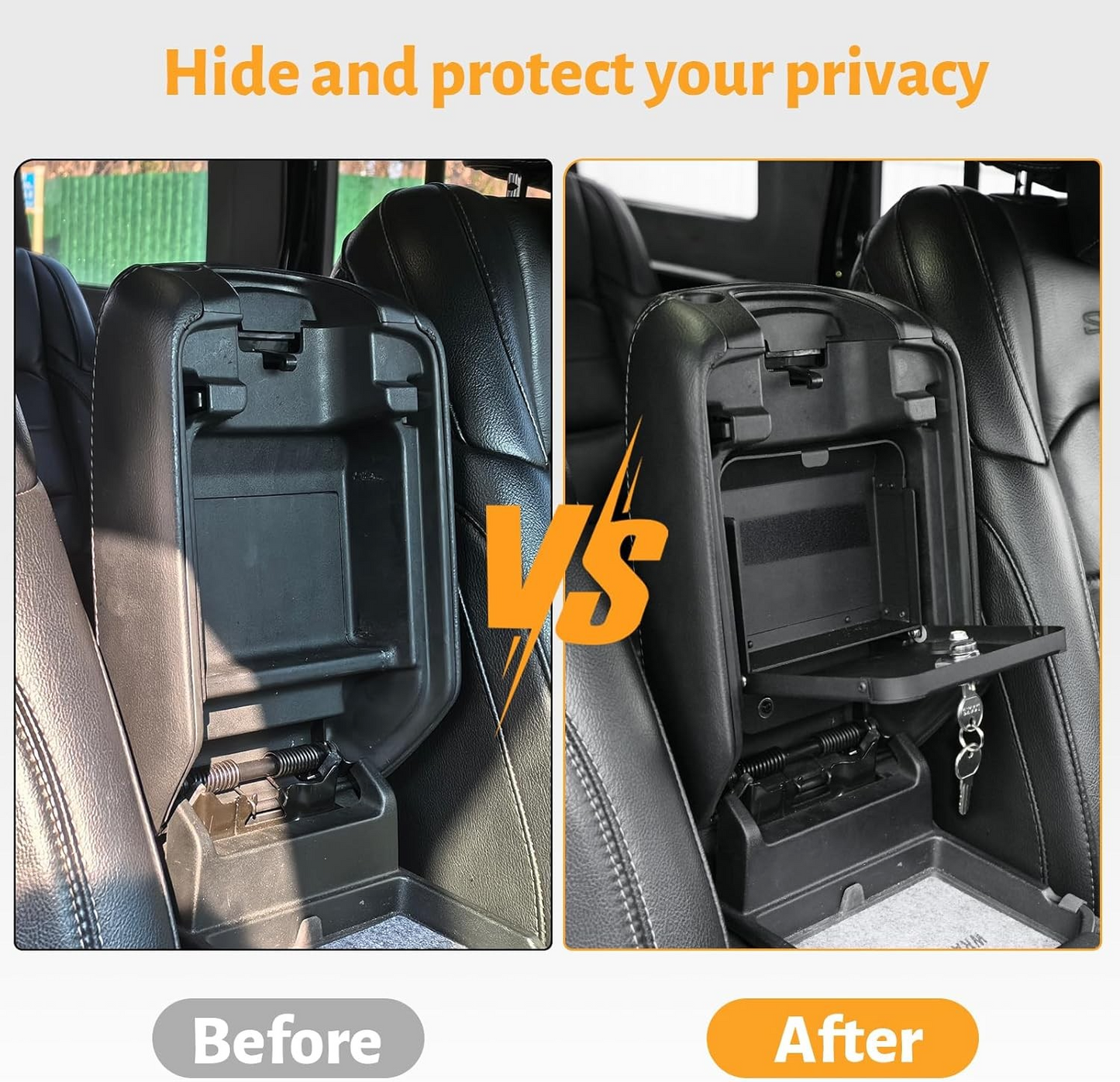 MAIKER Metal Center Console Hidden Organizer Box with Lock Compatible with Jeep Wrangler JL/JLU 4XE Gladiator JT 2018-2024, Interior Storage Accessories Armrest Storage Box