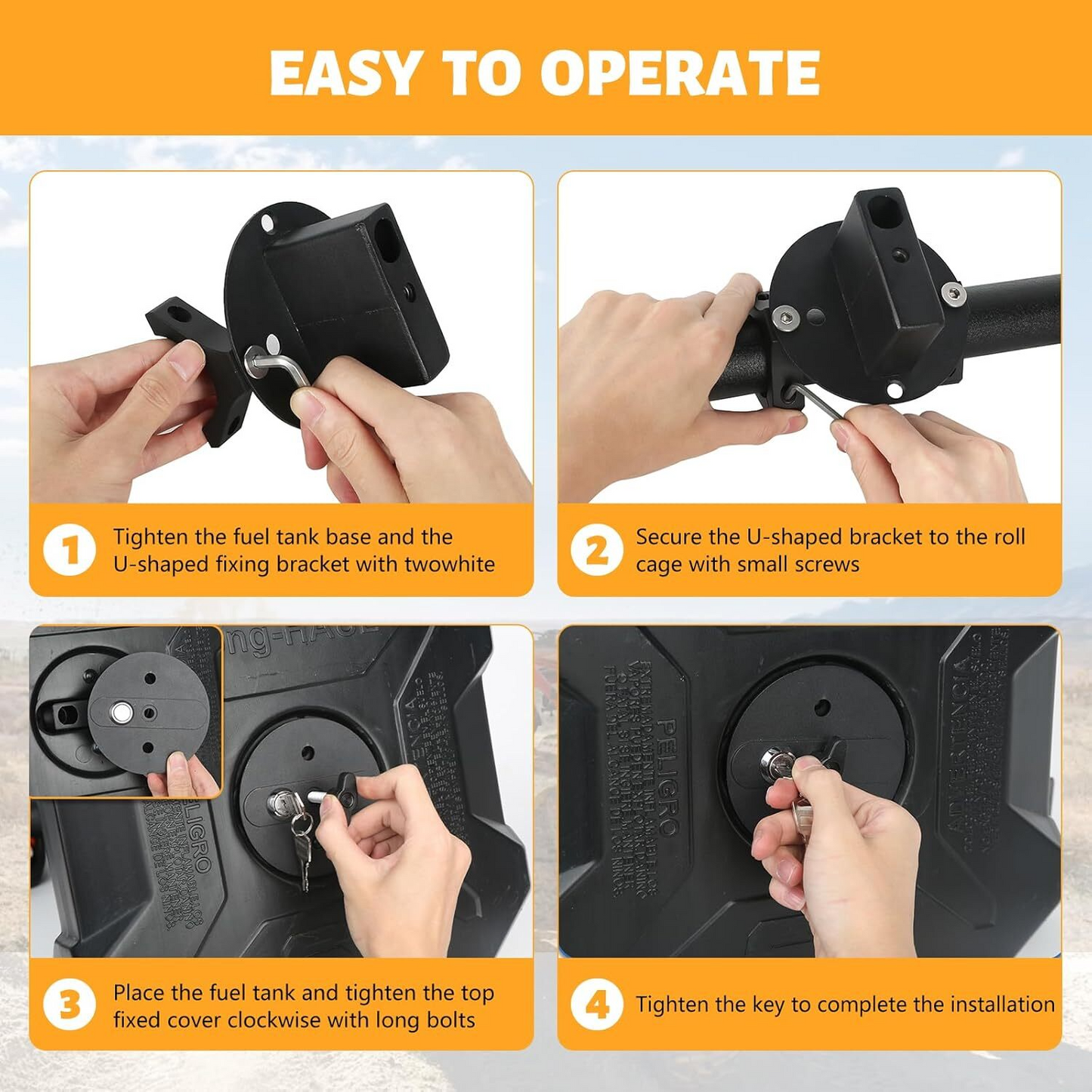 UTV ATV Metal Water Tank Mount with Lock & Key, Water Tank Bracket Compatible with Polaris RZR Pioneer Yamaha Can Am Maverick X3