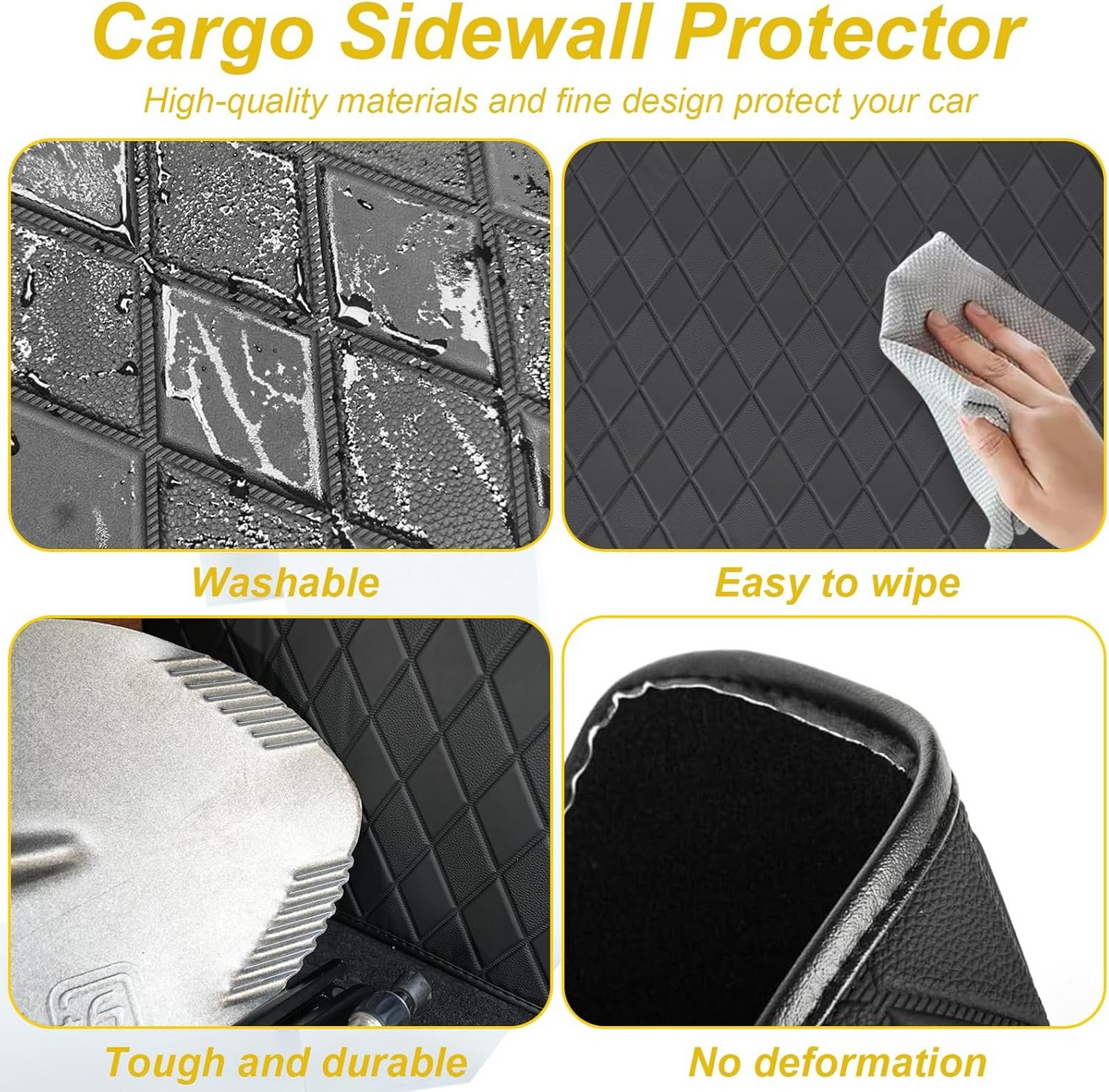 MAIKER Trunk Protector Mats Compatible with Ford Bronco 2021 2022 2023 2024 4-Door Cargo Sidewall Protector Trunk Sidewall Protector Mats Black PU Leather Interior Accessories