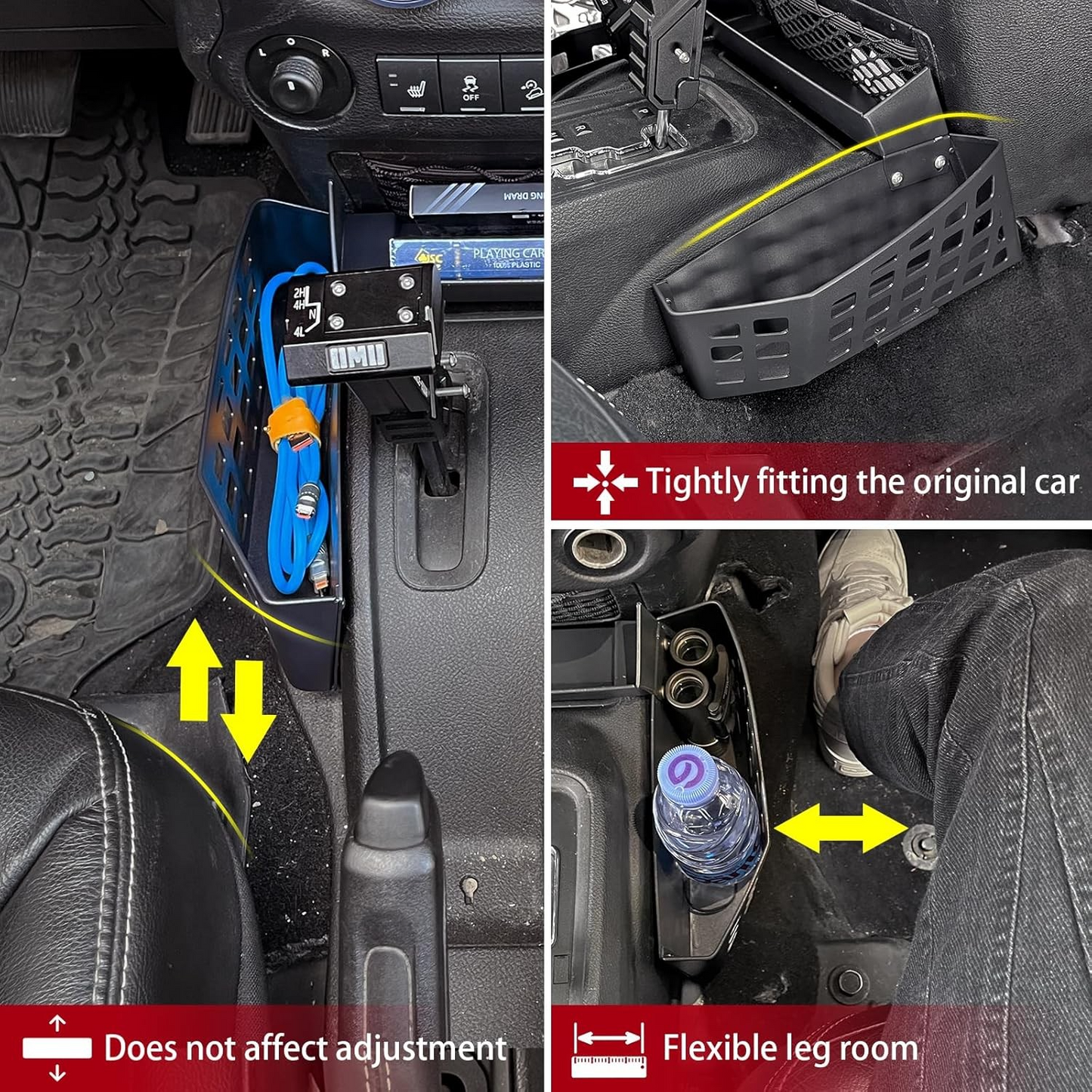 Gear Shift Console Organizer for 2011-2018 Jeep Wrangler JK JKU,Shifter Storage Box Stainless Steel,Center Console Hanging Box,Gear Tray Coin Storage Box(Only Fit Standard Transmission)
