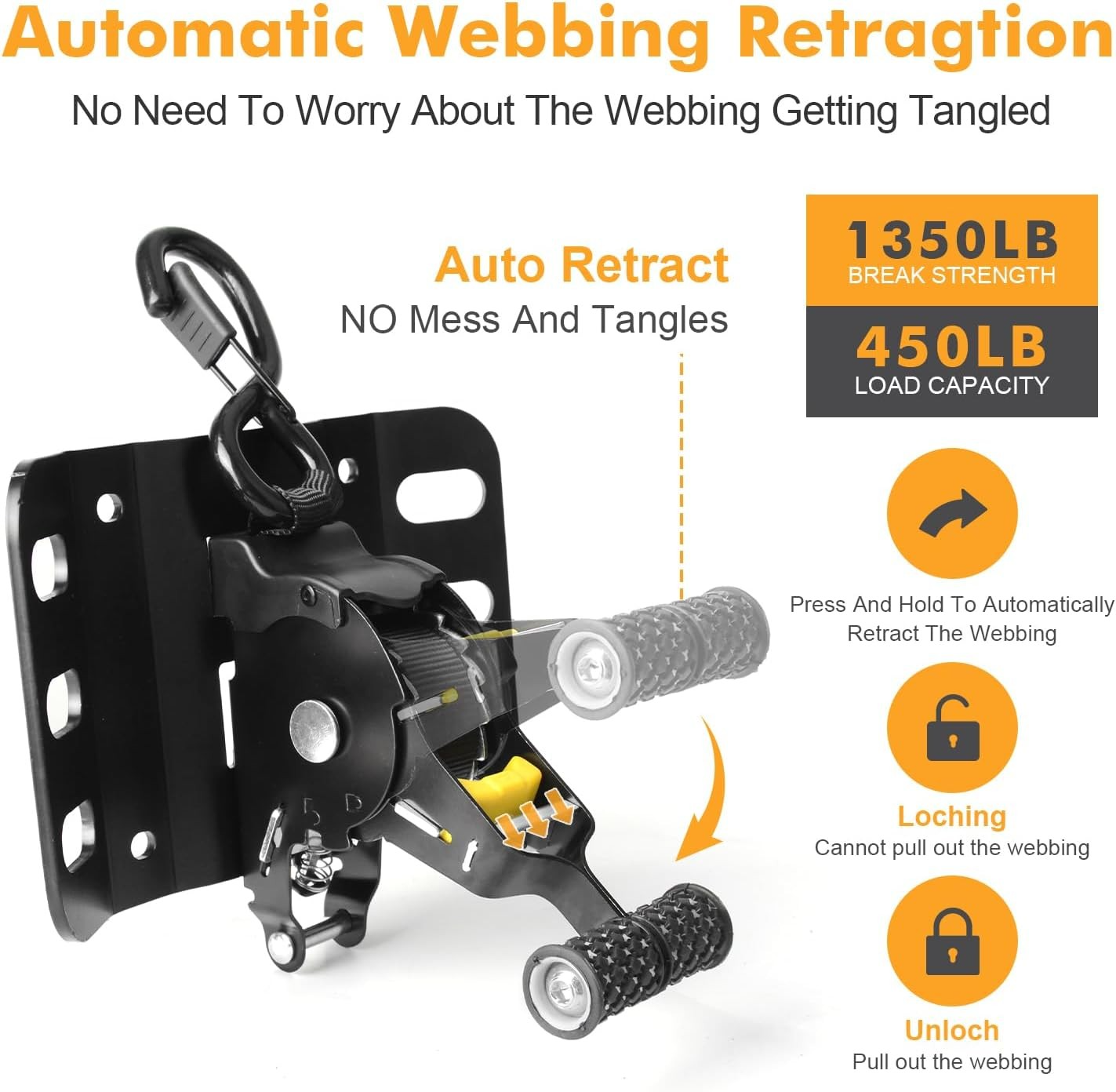 Retractable Ratchet Straps Compatible with 2015-2025 Ford F150 Retractable Tie Down Straps Self Retracting Tie Down with Boxlink Plates Mounted Brackets