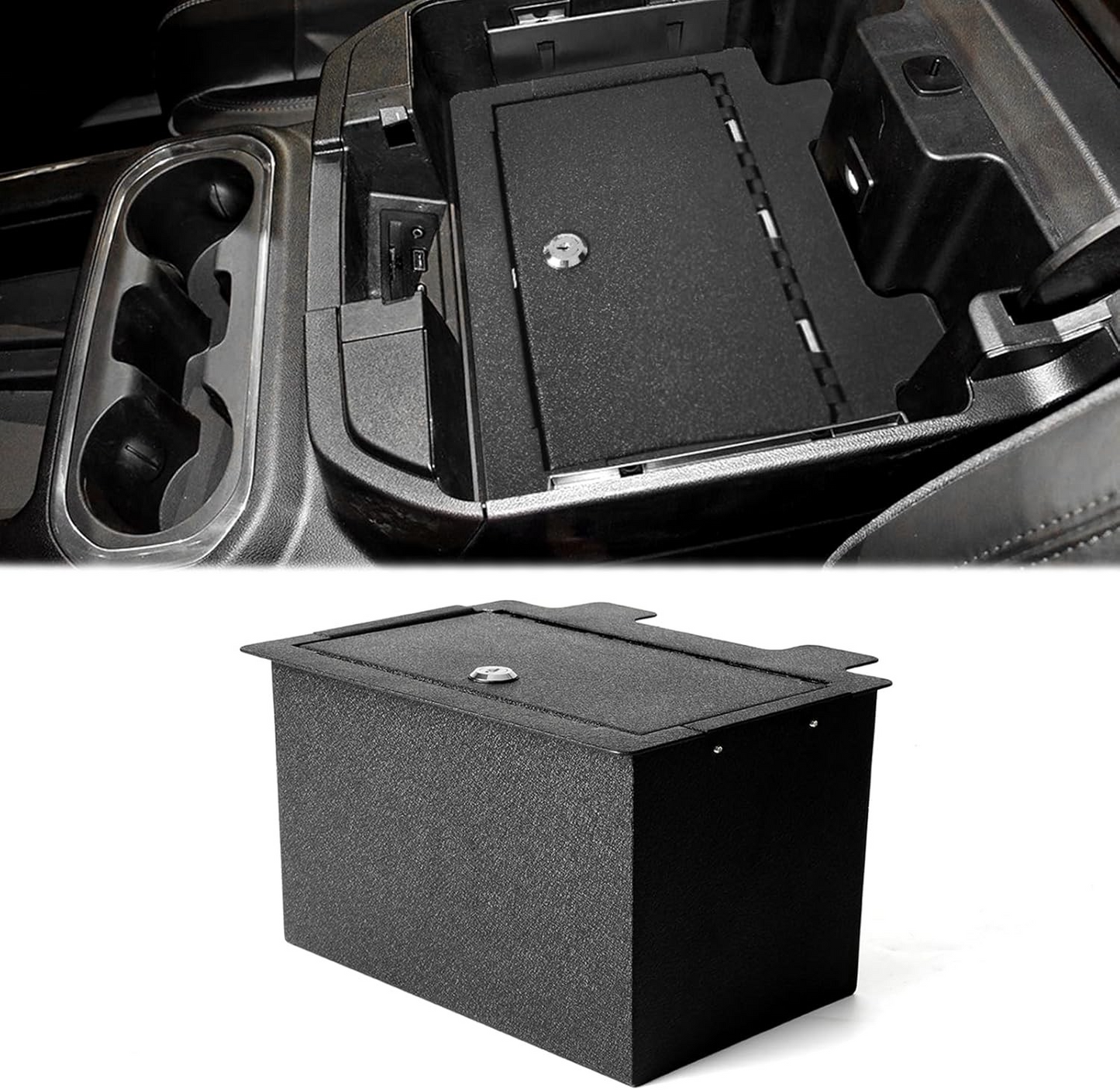 Center Console Safe Compatible with 2019-2022 Silverado 1500 / GMC Sierra 1500 and 2020-2023 Silverado 2500/3500 HD/GMC Sierra 2500/3500 HD Advanced Security Box with Mechanical lock