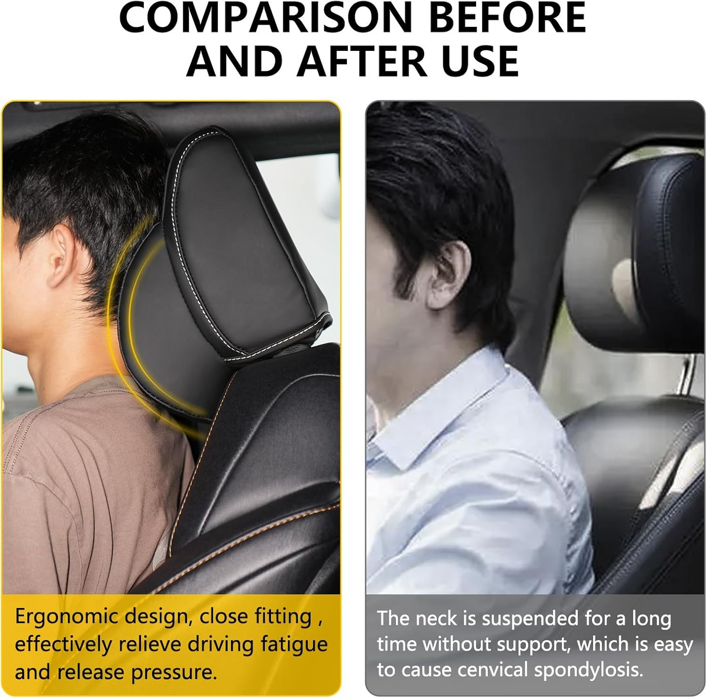 MAIKER Neck Pillows Compatible with 2021-2024 Ford Bronco 2/4 Door Softness Driver Front Seat Headrest Pillow 100% Memory Foam and Breathable Cover, 1pc