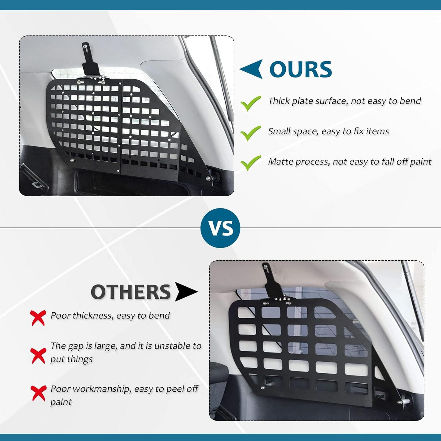MAIKER Rear Window Molle Panel Modular Storage Panel System with 10 Fastening Tape for Toyota 4Runner 2010-2023