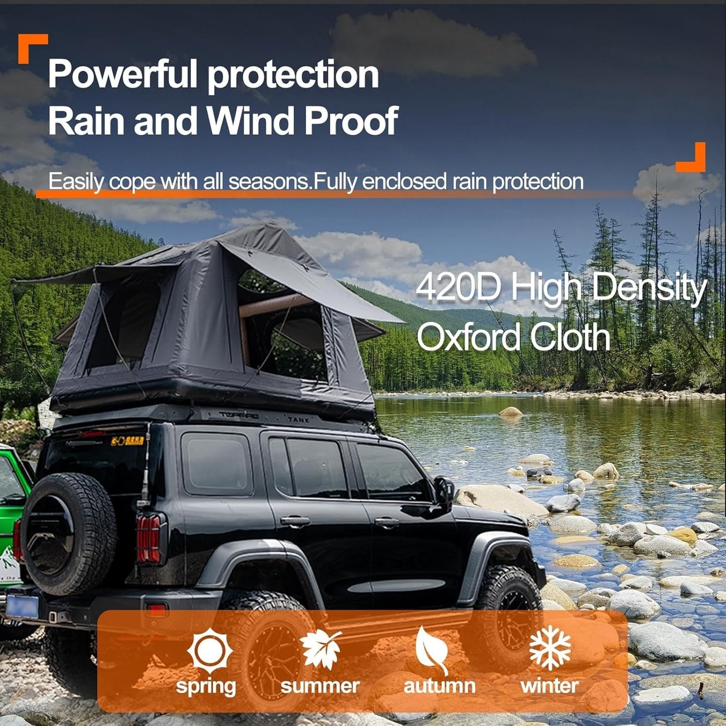 3-in-1 Roof Tent, Land & Water Camping Tent, Inflatable Waterproof Roof Tent Suitable for SUV, Truck, Jeep, Off-Road Vehicle, Thickening Windproof 2-3 People Tent with Paddle, Ladder, Hand Pumps, Rod