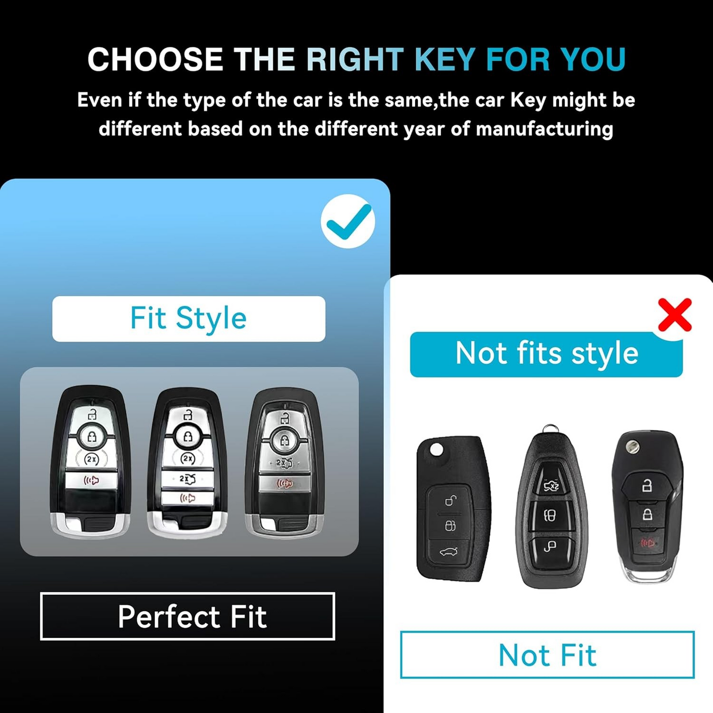 Metal Key Fob Cover Case Compatible with Ford, Zinc Alloy Key Protective Case Compatible with 2017-2024 Ford Bronco Escape Mustang Explorer F150 F250 F350 Fusion Edge