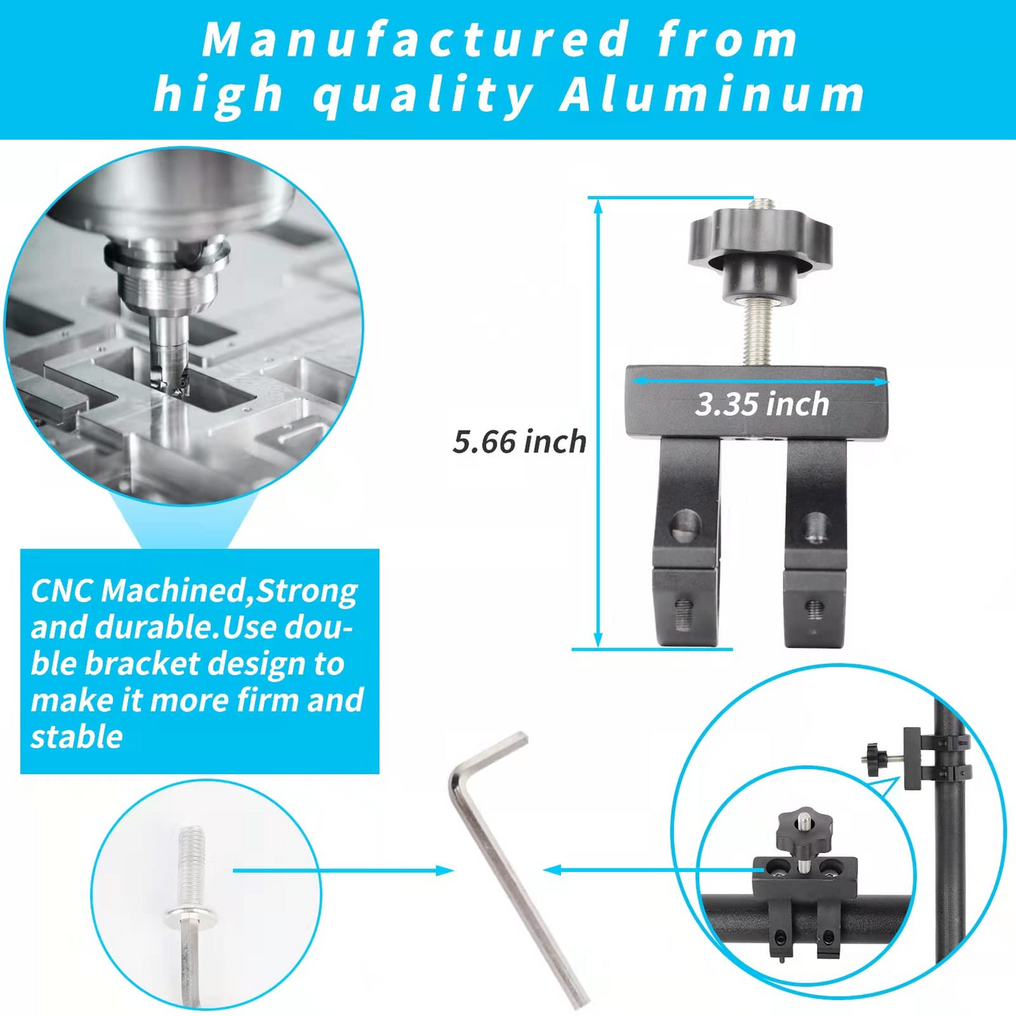 MAIKER UTV ATV High-Lift Jack Tube Mount for 1.75"-2" Roll Bar Adjustable Black Double Bracket Compatible with Polaris Ranger 1000 XP Turbo Can Am Maverick